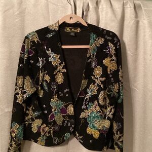 Mirasol Black Blazer with Colorful Floral Patterns